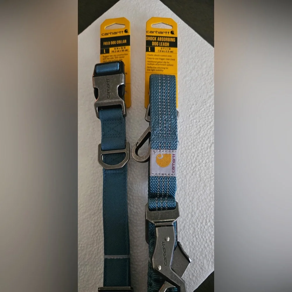 Carhartt Teal Field Dog Collar (L) and Carhartt Teal Shock Absorbing Leash (L)